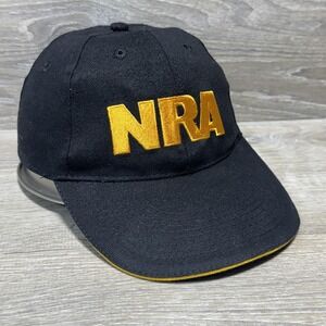 NRA Hat Cap Strap Back Black Gold Embroidered American Flag Baseball Logo Mens